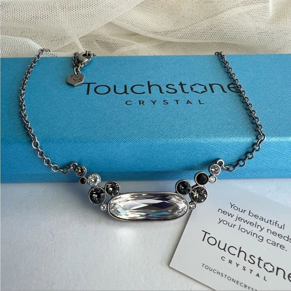 Swarovski Touchstone Crystal Black Cluster Necklace NWT